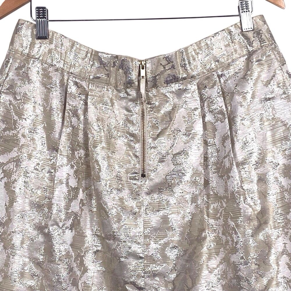 Anthropologie Maeve Rust Garden Brocade Mini Skirt Size Large Gold Silver EUC - Picture 8 of 16